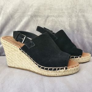 TOMS  Black Oxford Suede Wedge Size 6